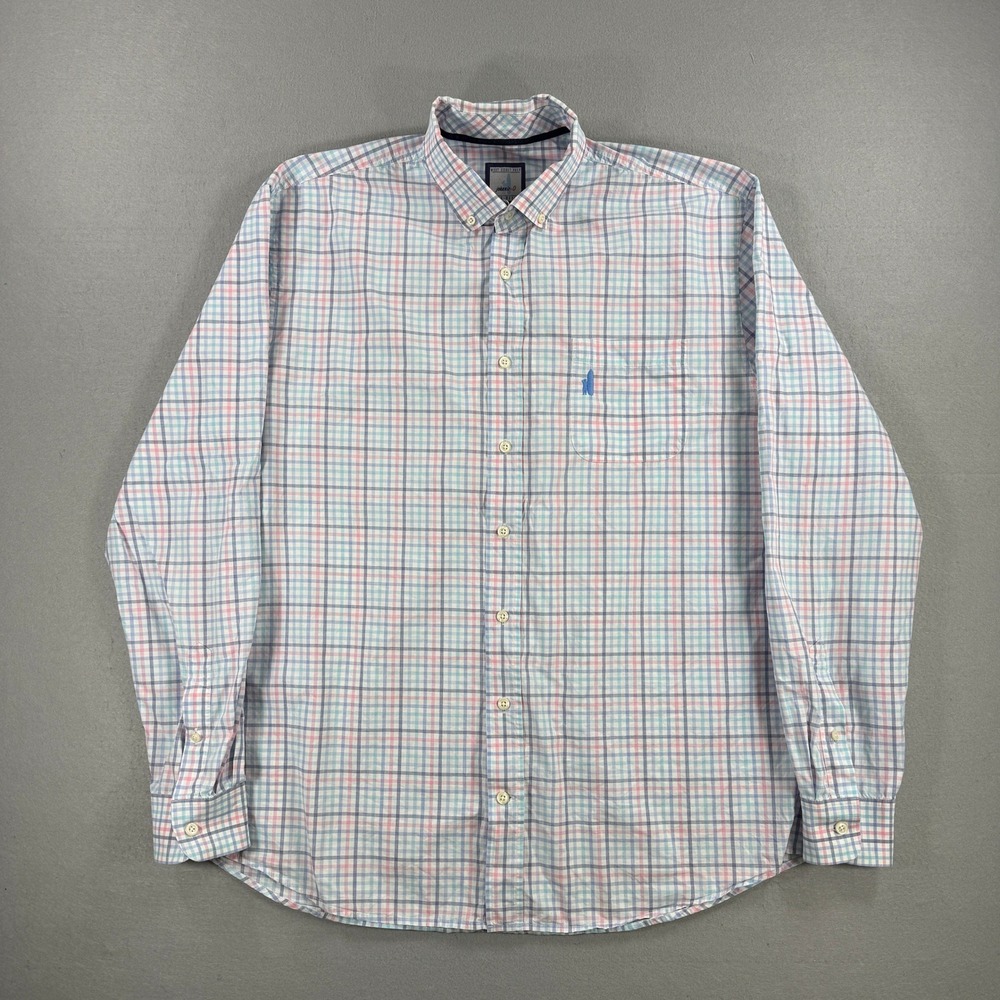 Johnnie-O Shirt Men XL Multicolor Plaid Button Down Long Sleeve Cotton Preppy